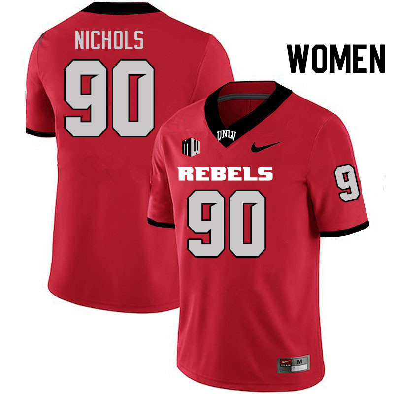 Women #90 Marshall Nichols UNLV Rebels College Football Jerseys Stitched-Scarlet